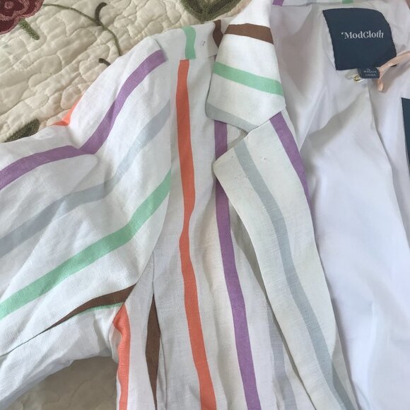 Modcloth NWT S Stripe Cotton-Linen Blazer - Picture 12 of 14